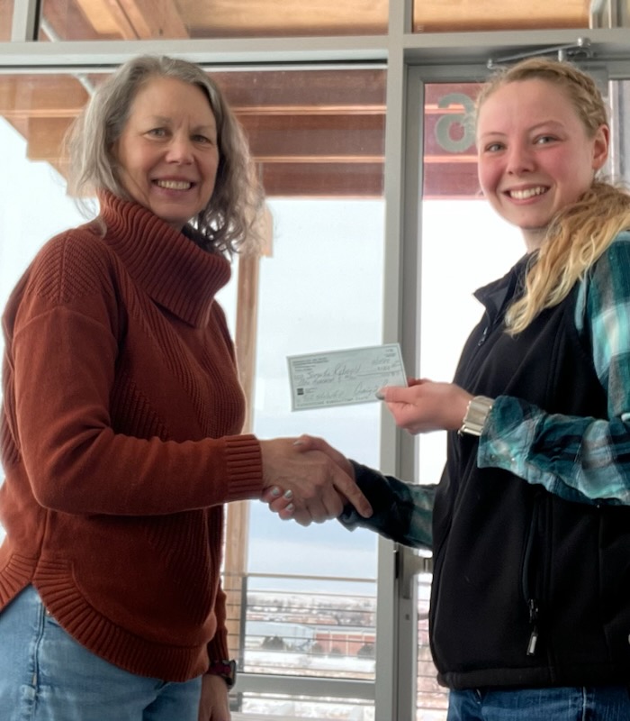 Student receiving a scholarship