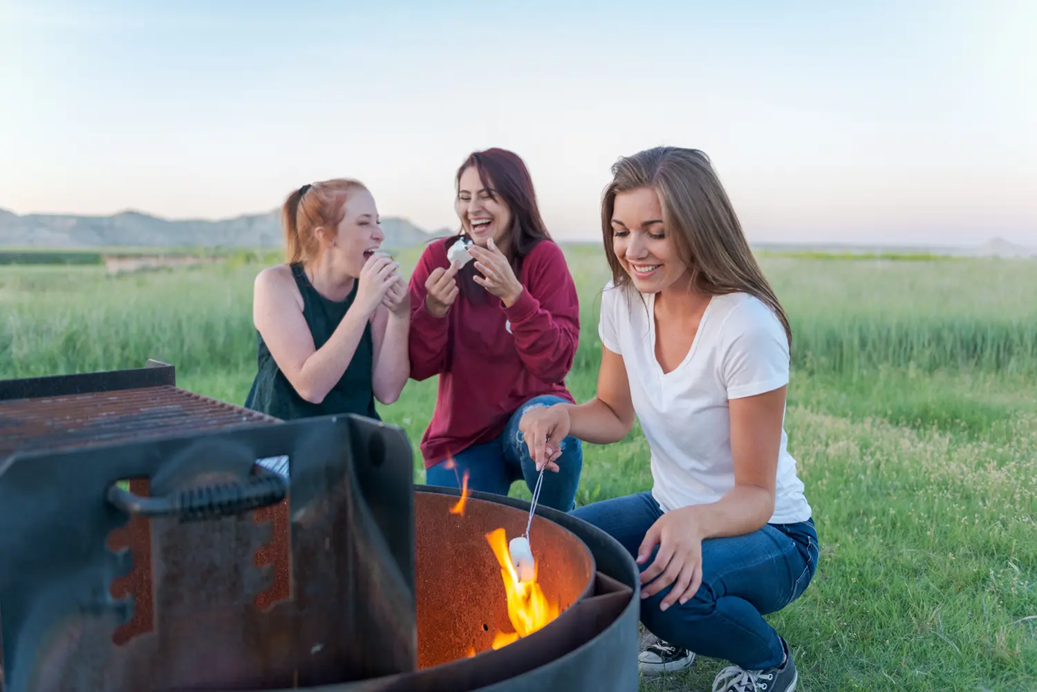 Students enjoying western Nebraska campfire