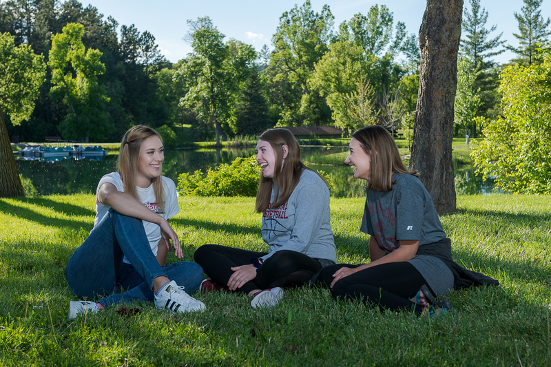 Students enjoying campus during the summer